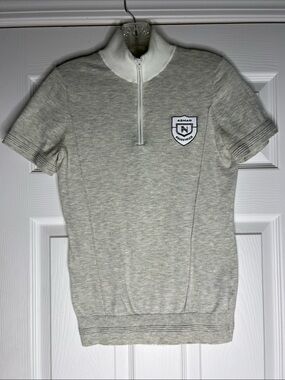 Asmar Equestrian, Women's Grey Short-Sleeve Zip Polo with Contrast Collar